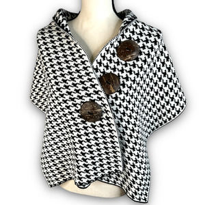 IZIA Houndstooth Versatile Wrap Scarf Several Ways to Wear Black White OSFM